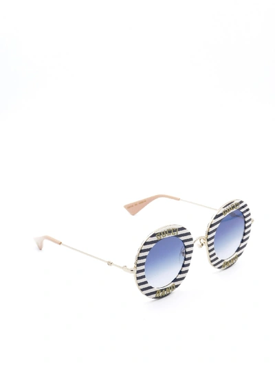 Shop Gucci Gg0113s Sunglasses In Black Gold Blue