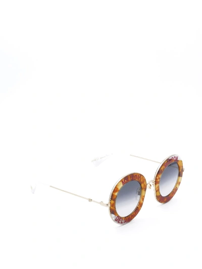 Shop Gucci Gg0113s Sunglasses In Havana Gold Grey