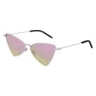 Shop Saint Laurent Sl 303 Jerry Sunglasses In Silver Silver Pink