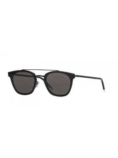 Shop Saint Laurent Sl 28 Metal Sunglasses In Black Black Grey