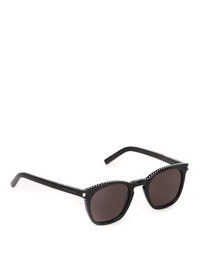 Shop Saint Laurent Sl 28 Sunglasses In Black Black Grey