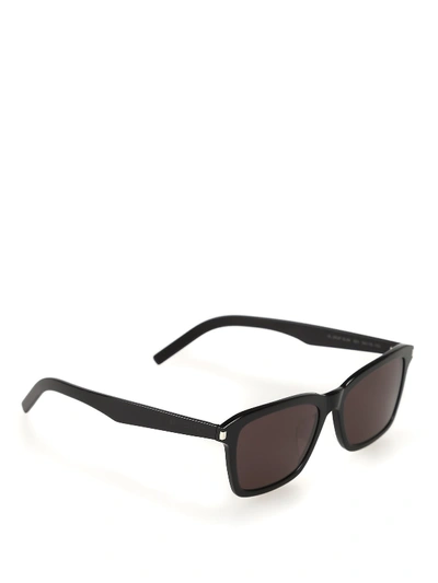 Shop Saint Laurent Sl 283/f Slim Sunglasses In Black-black-grey