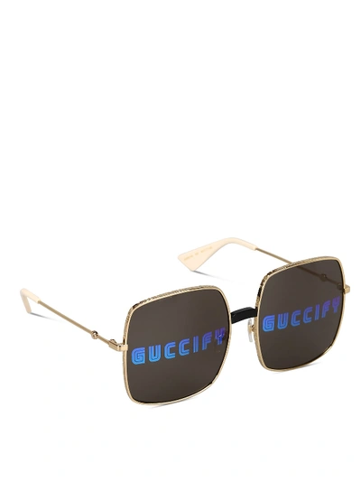 Shop Gucci Gg0414s Sunglasses In Gold Gold Multicolor