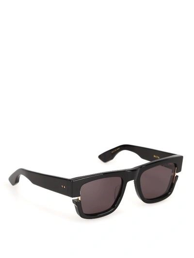 Shop Dita Dts122/53/01 Sunglasses In Black-yellow Gold