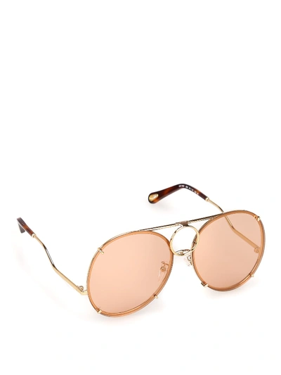 Shop Chloé Ce145s 38298 Sunglasses In Gold/flash Peach/blue