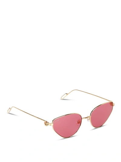 Shop Cartier Ct0155s Sunglasses In Gold-gold-red