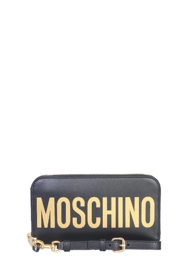 Shop Moschino Long Wallet With Maxi Logo In Nero