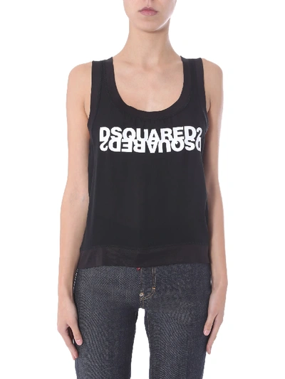 Shop Dsquared2 Top With Logo In Nero