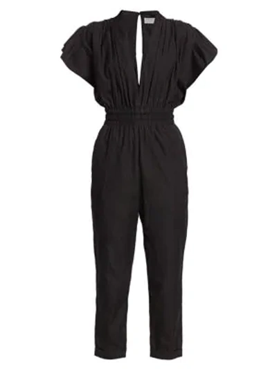Shop Iro Pleona Crop Deep V-neck Jumpsuit In Black