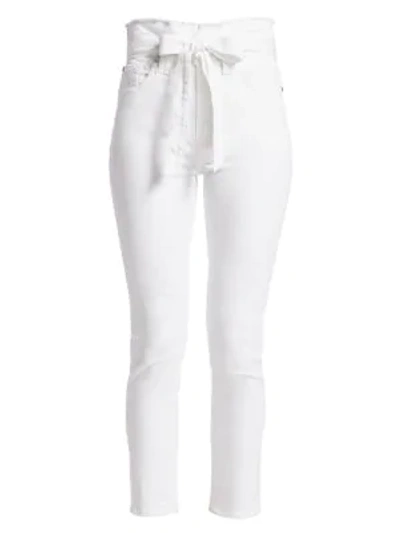 Shop 7 For All Mankind Roxanne High-rise Paperbag Ankle Skinny Jeans In White Runway