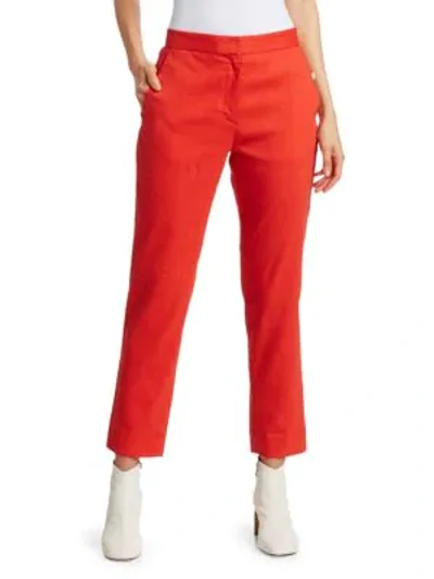 Shop Rag & Bone Poppy Linen-blend Crop Trousers In Fire Red