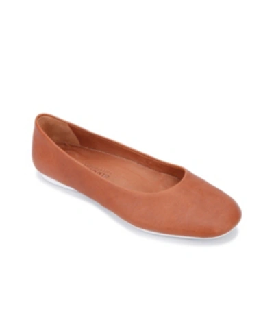 Shop Gentle Souls By Kenneth Cole Eugene Travel Ballet Flats Women's Shoes In Cognac Leather