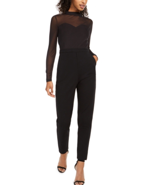 leah mesh & jersey jumpsuit