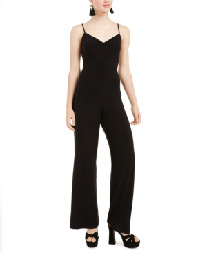 Bebe Juniors Ruffled Bow Back Jumpsuit In Black Modesens