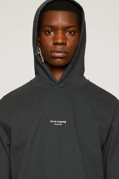 Acne Studios Reverse logo Hooded Sweatshirt Black ModeSens