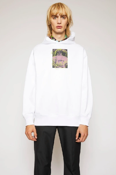 Shop Acne Studios Solstice-print Hooded Sweatshirt Optic White