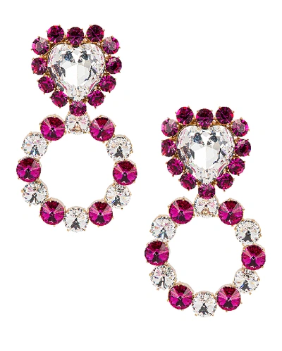 Shop Ninon Queen Of Hearts Crystal Earrings In Fuchsia