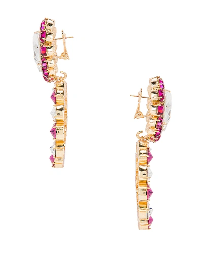 Shop Ninon Queen Of Hearts Crystal Earrings In Fuchsia