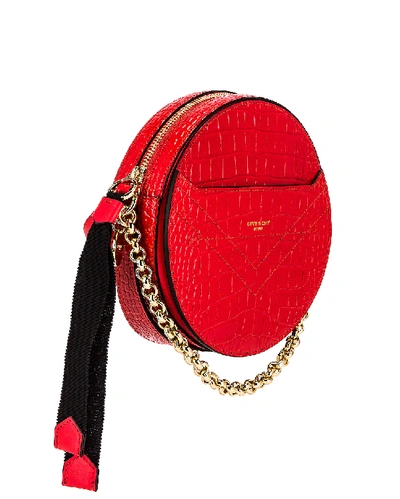 Shop Givenchy Eden Embossed Croc Round Shoulder Bag In Red