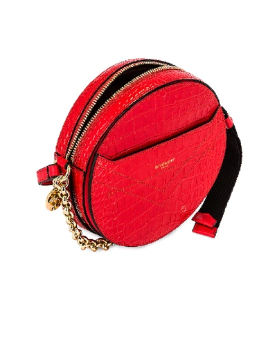 Shop Givenchy Eden Embossed Croc Round Shoulder Bag In Red