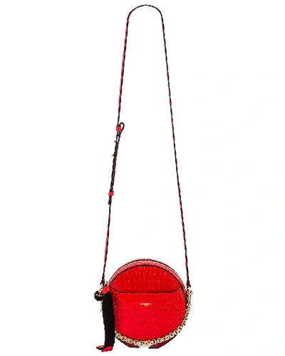 Shop Givenchy Eden Embossed Croc Round Shoulder Bag In Red