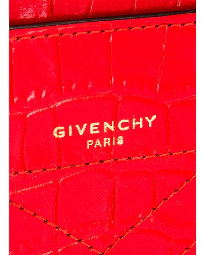Shop Givenchy Eden Embossed Croc Round Shoulder Bag In Red