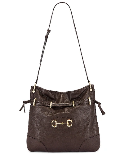 Shop Gucci 1955 Horsebit Shoulder Bag In Cocoa