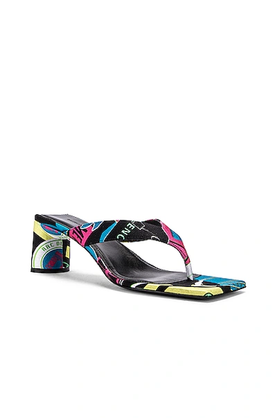 Shop Balenciaga Paris Double Square Sandals In Black & Pink & Blue