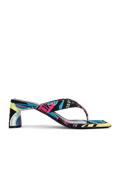 Shop Balenciaga Paris Double Square Sandals In Black & Pink & Blue
