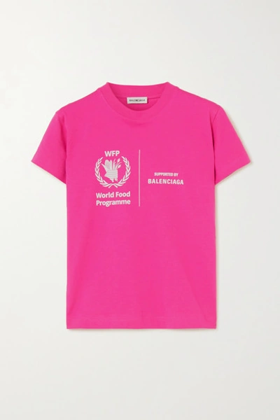Shop Balenciaga + World Food Programme Printed Cotton-jersey T-shirt In Pink