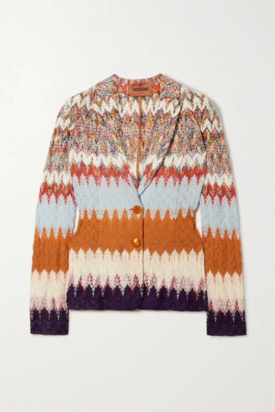 Shop Missoni Crochet-knit Blazer In Orange