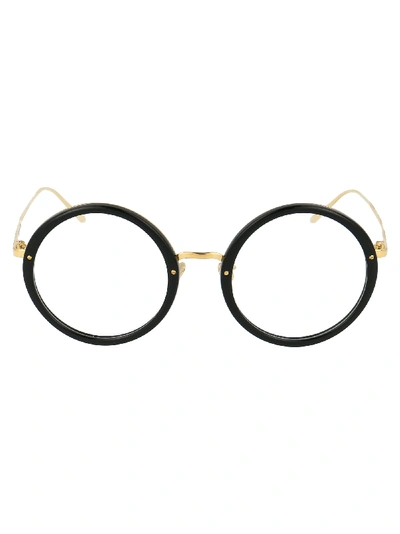 Shop Linda Farrow Glasses In Black Yellow Gold