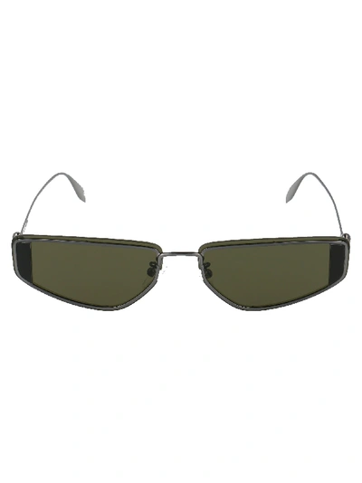 Shop Alexander Mcqueen Sunglasses In Ruthenium Ruthenium Green