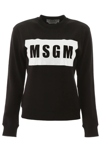 Shop Msgm Box Logo Sweatshirt In Nero (black)