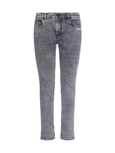 Shop Off-white Stretch Denim Skinny Jeans In Medium Grey