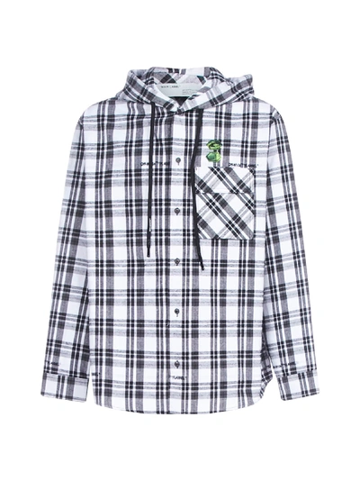 Shop Off-white Check Flannel Hooded Shirt In White No Color