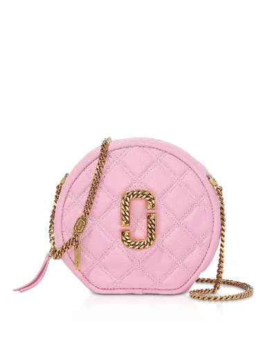 Shop Marc Jacobs Leather The Status Round Crossbody Bag In Powder