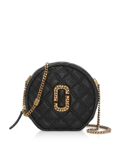 Shop Marc Jacobs Leather The Status Round Crossbody Bag In Black