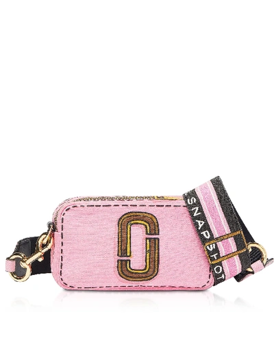 Shop Marc Jacobs Cotton & Linen The Trompe Loeil Snapshot Camera Bag In Pink