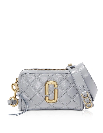 Shop Marc Jacobs The Quilted Softshot 21 Lambskin Crossbody Bag In Grey