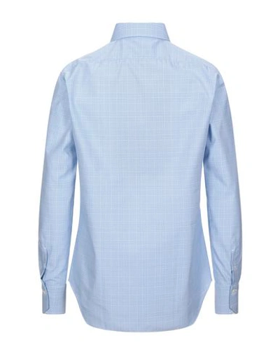 Shop Finamore 1925 Checked Shirt In Sky Blue