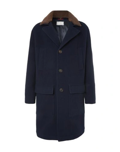 Shop Brunello Cucinelli Coats In Dark Blue