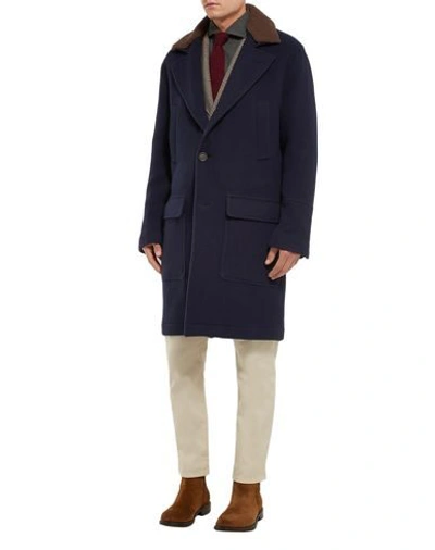 Shop Brunello Cucinelli Coats In Dark Blue