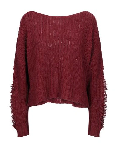Shop Jijil Woman Sweater Burgundy Size 4 Cotton In Red