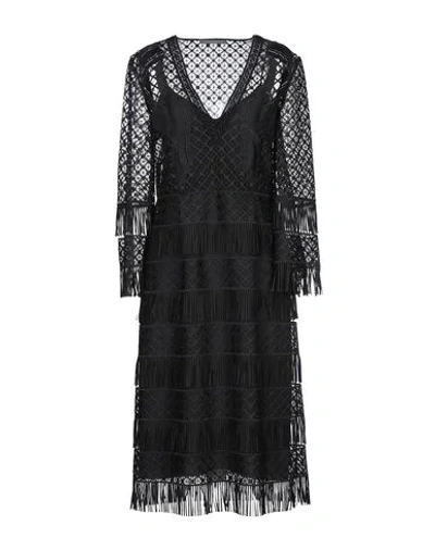 Shop Alberta Ferretti Woman Midi Dress Black Size 8 Polyester, Polyamide