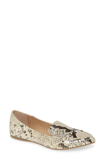 Shop Steve Madden Feather Loafer Flat In Gold Metallic