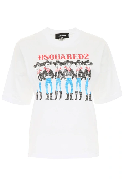 Shop Dsquared2 Cowboy T-shirt In White,black,red
