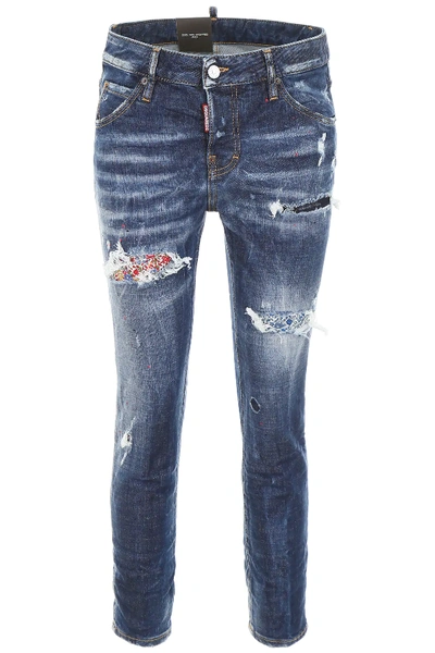 Shop Dsquared2 Cool Girl Jeans With Liberty Patch In Blue
