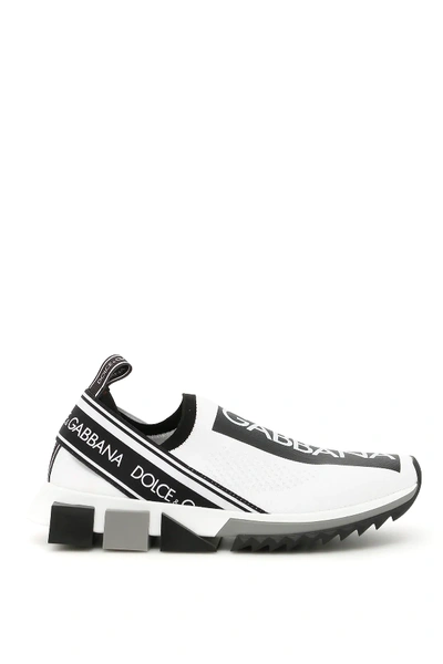 Shop Dolce & Gabbana Running Knit Sneakers In White,black,grey