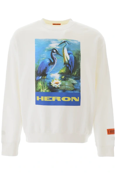 Shop Heron Preston Heron Print Hoodie In White,light Blue,green